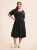 Supersoft Essentials Solid Pleated Round Neck Midi Dress sold by Bloomchic