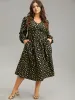 Floral Glitter V Neck Pocket Gathered Dress sold by Bloomchic