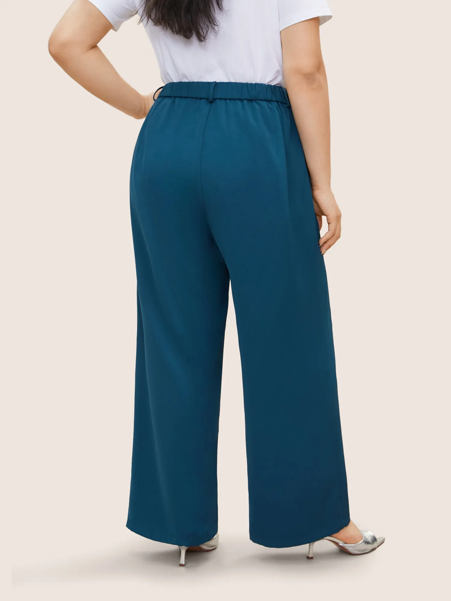 Solid Elastic Waist Straight Leg Pants sold by Bloomchic product image thumbnail 2