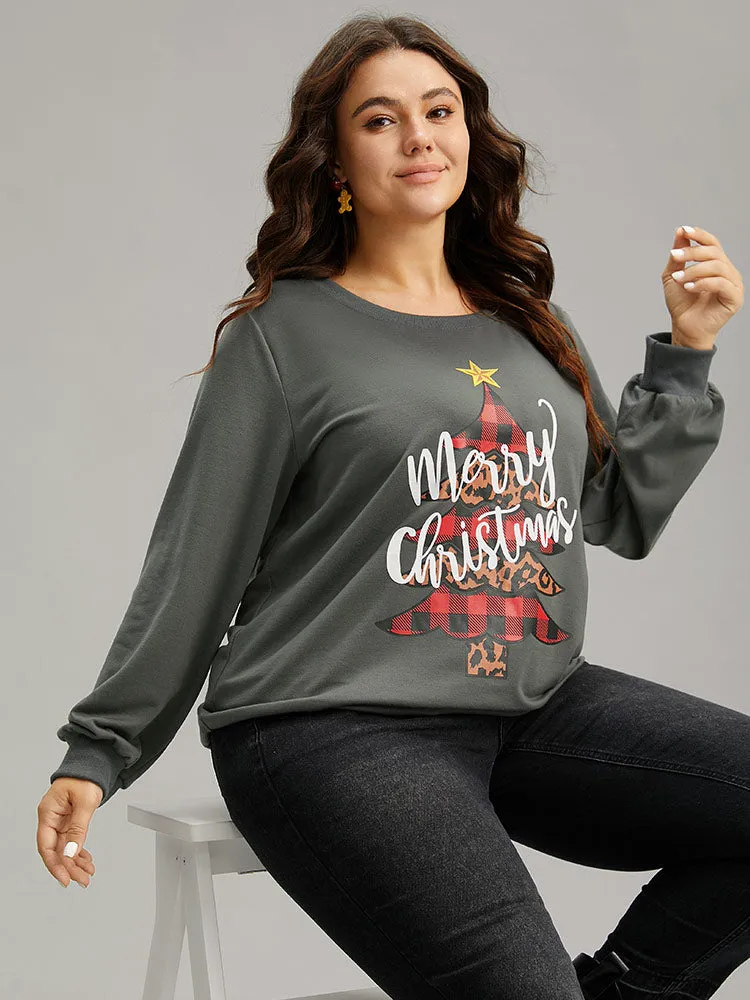 Christmas Trees Round Neck Rib Knit Sweatshirt sold by Bloomchic product image thumbnail 5