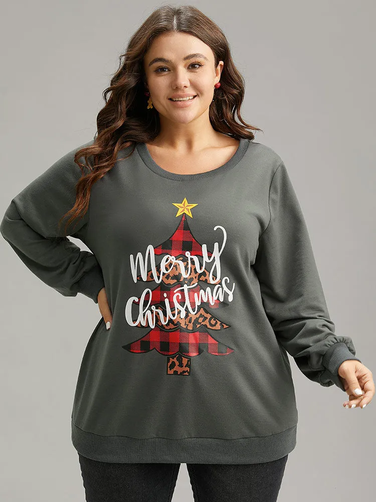 Christmas Trees Round Neck Rib Knit Sweatshirt sold by Bloomchic product image thumbnail 2