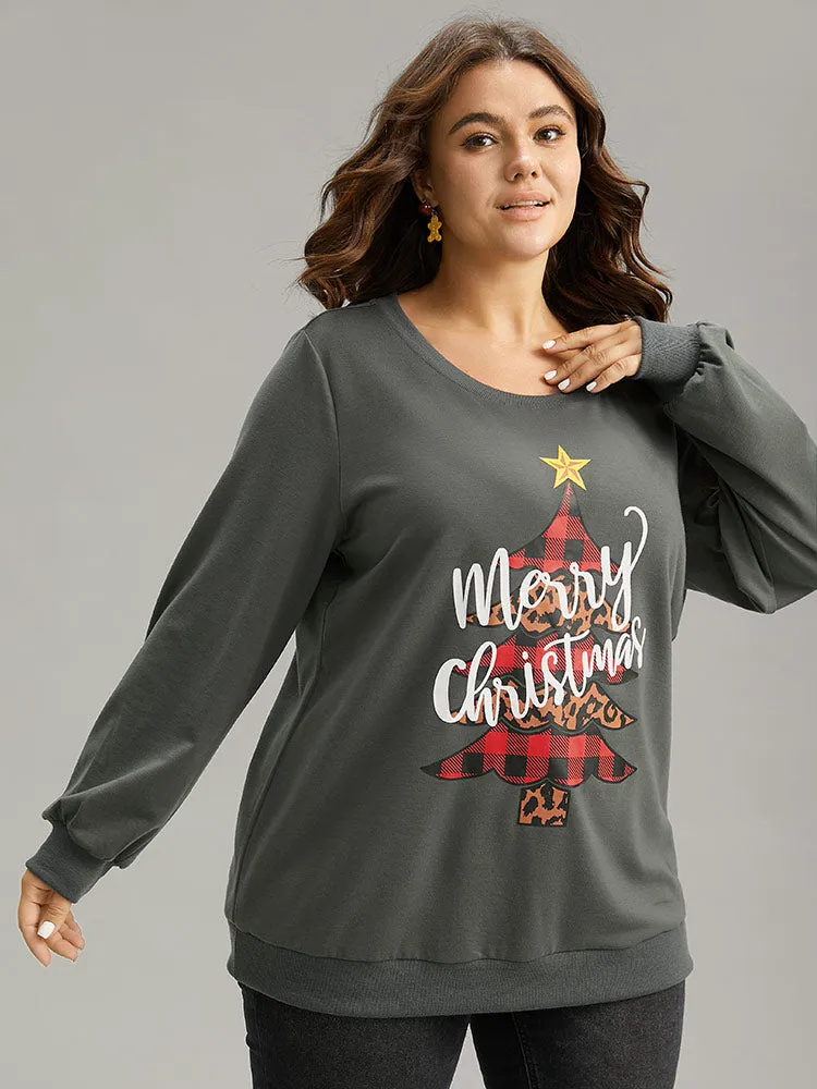 Christmas Trees Round Neck Rib Knit Sweatshirt sold by Bloomchic product image thumbnail 3