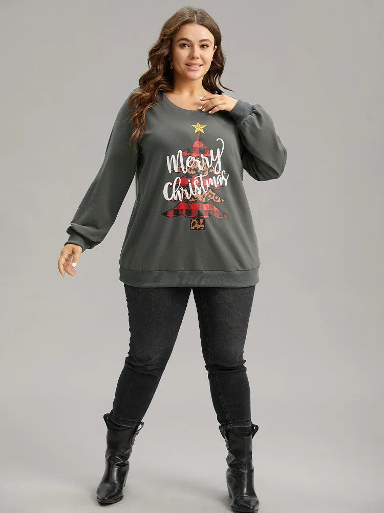 Christmas Trees Round Neck Rib Knit Sweatshirt sold by Bloomchic product image thumbnail 4