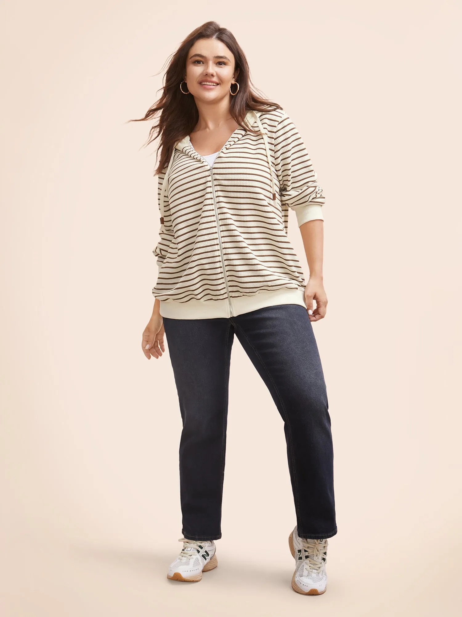 Striped Patchwork Texture Hooded Sweatshirt sold by Bloomchic product image thumbnail 5