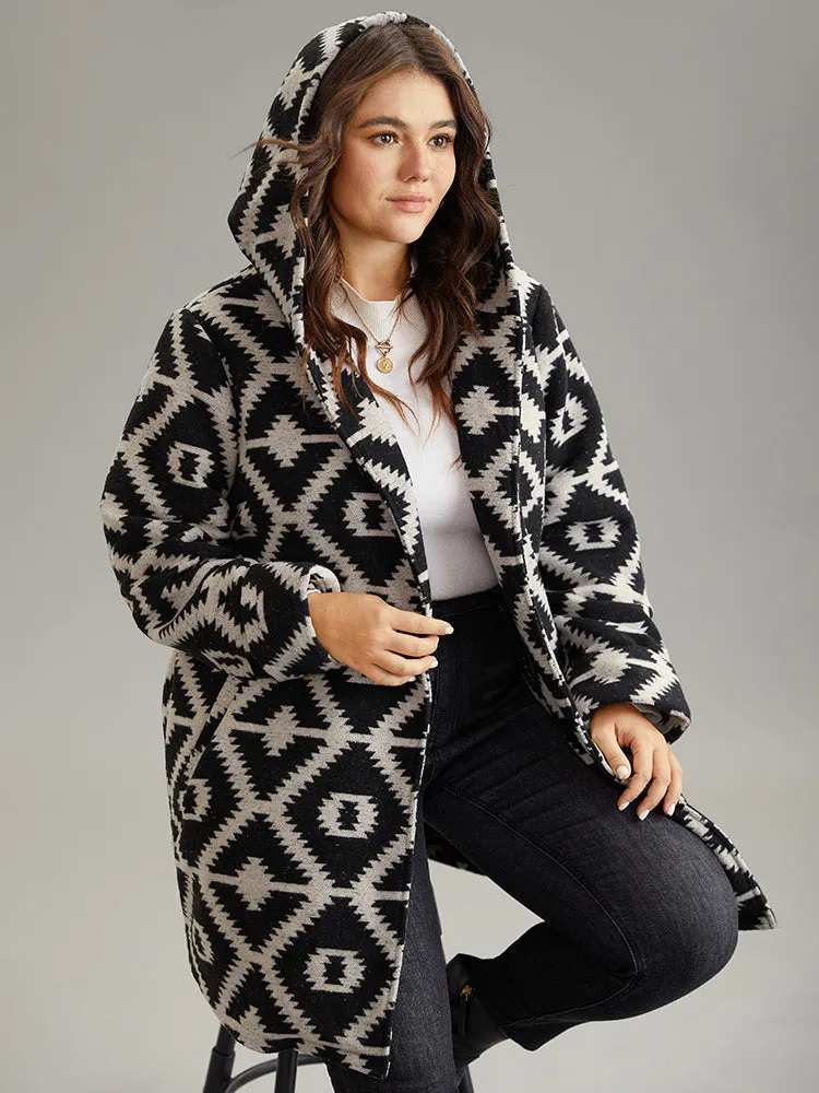 Geometric Lapel Collar Pocket Belted Coat sold by Bloomchic product image thumbnail 2