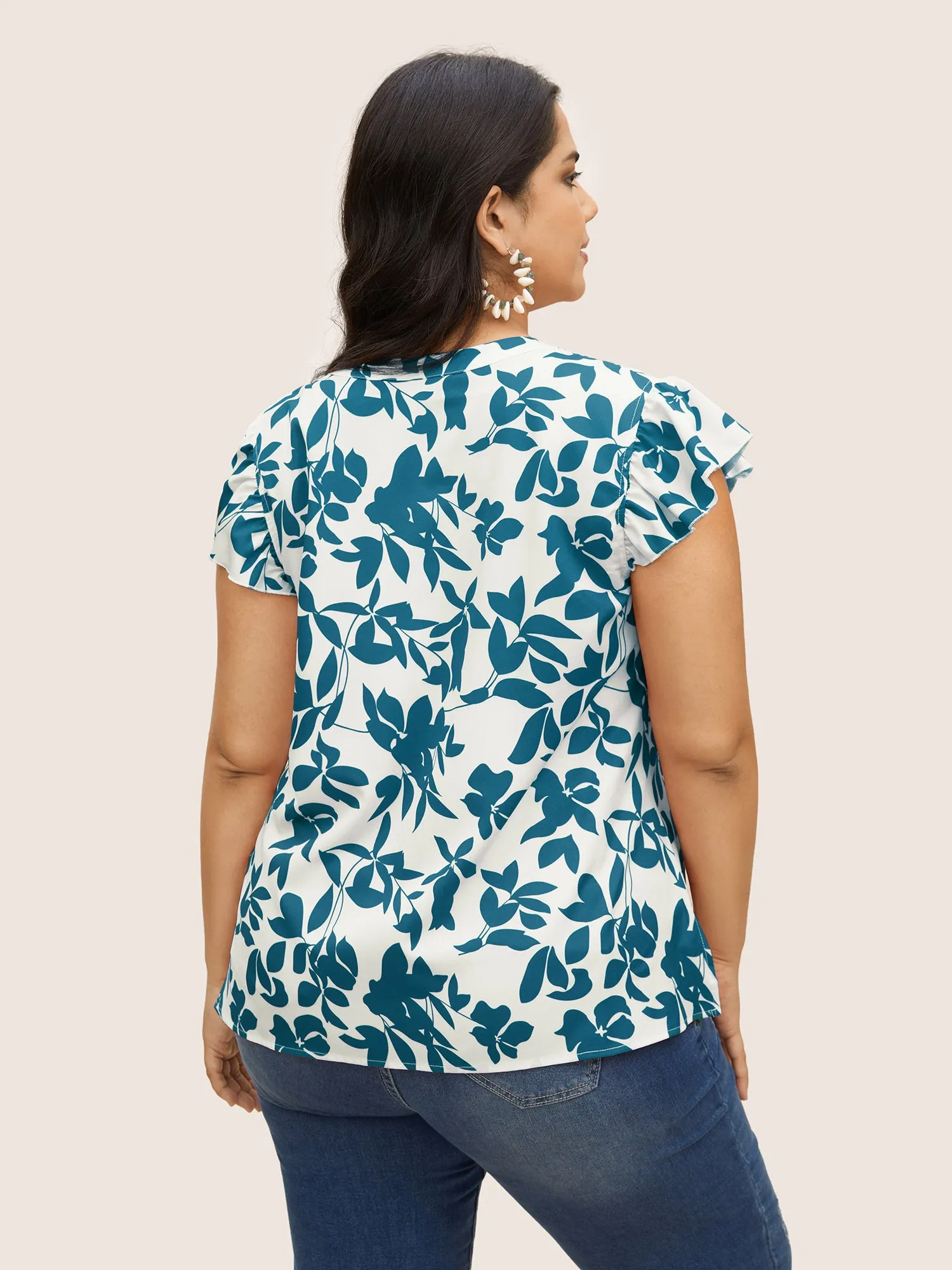 Silhouette Floral Print Notched Collar Pleated Blouse sold by Bloomchic product image thumbnail 5