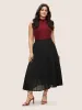 Solid Pleated Elastic Waist Mesh Skirt sold by Bloomchic