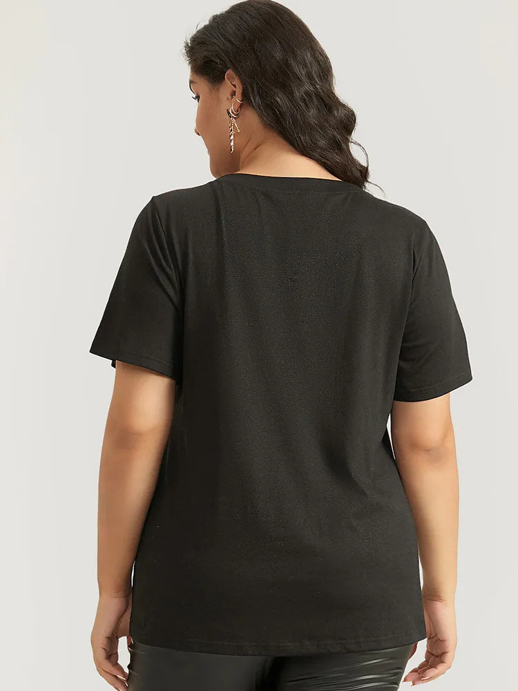 Halloween Pumpkin Print Round Neck T-shirt sold by Bloomchic product image thumbnail 2