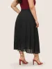 Solid Pleated Elastic Waist Mesh Skirt sold by Bloomchic