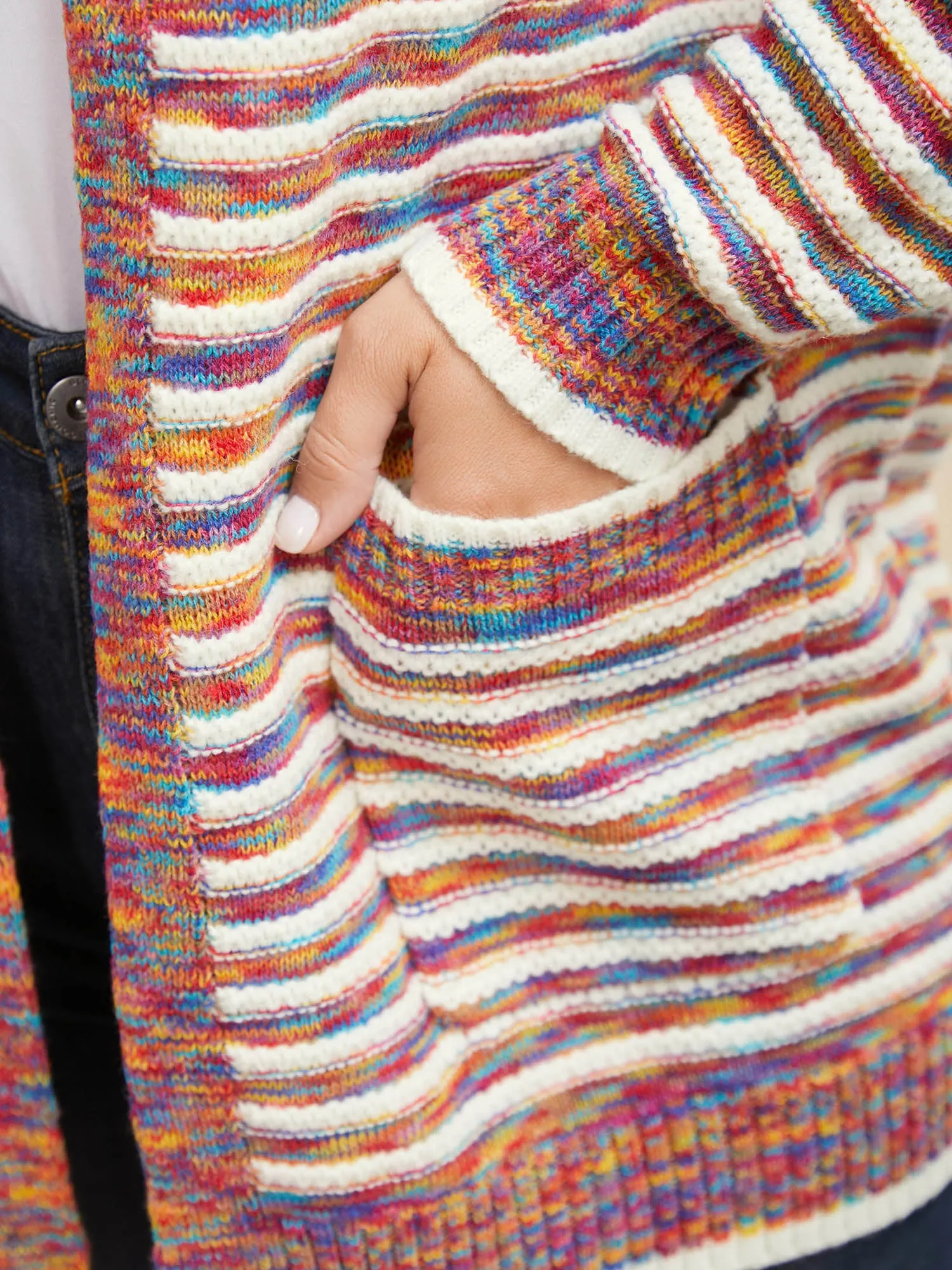 Heather Striped Open Front Pocket Cardigan sold by Bloomchic product image thumbnail 4