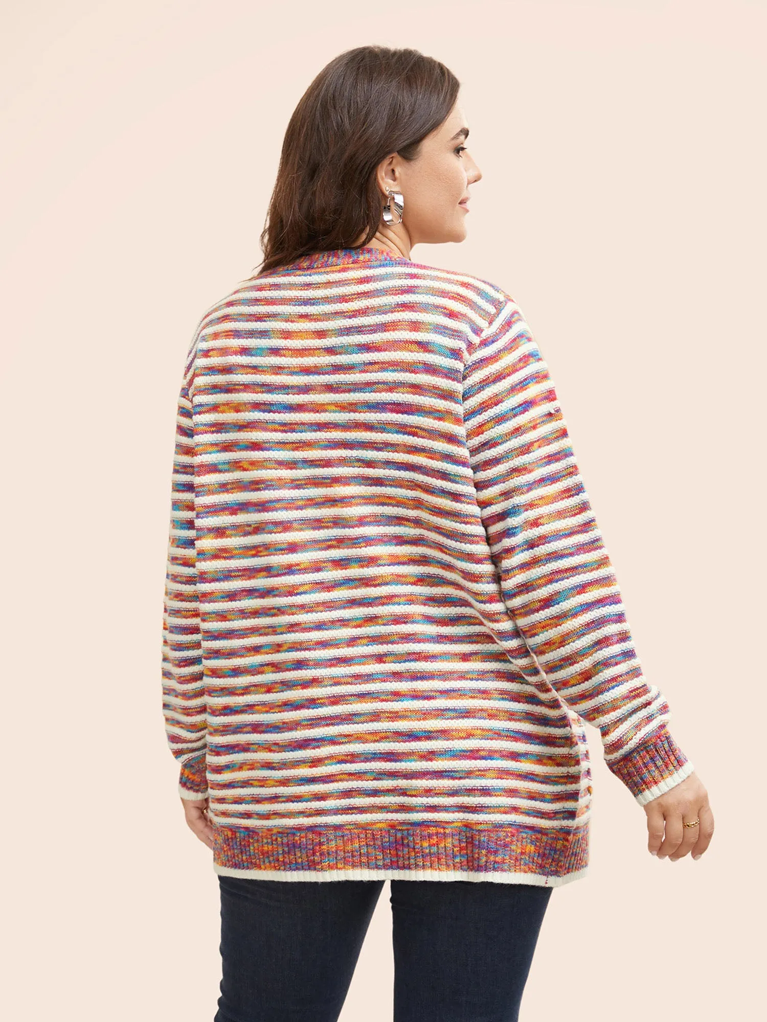 Heather Striped Open Front Pocket Cardigan sold by Bloomchic product image thumbnail 2