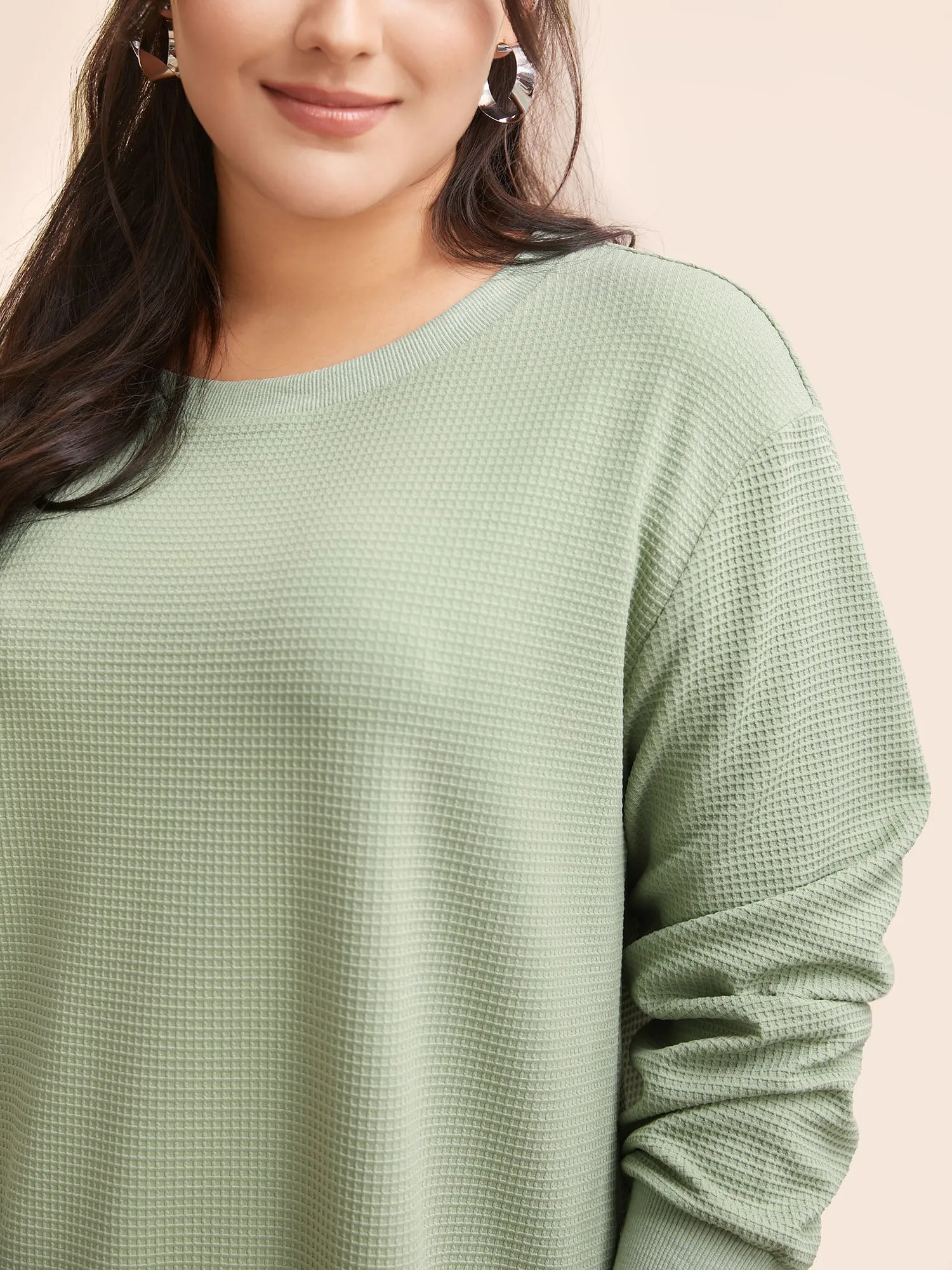 Plain Textured Split Hem Sweatshirt sold by Bloomchic product image thumbnail 4
