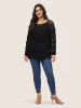 Striped Hollow Out Bell Sleeve Pullover sold by Bloomchic