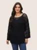 Striped Hollow Out Bell Sleeve Pullover sold by Bloomchic