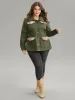 Jacquard Patchwork Elastic Waist Flap Pocket Jacket sold by Bloomchic