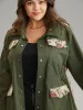 Jacquard Patchwork Elastic Waist Flap Pocket Jacket sold by Bloomchic