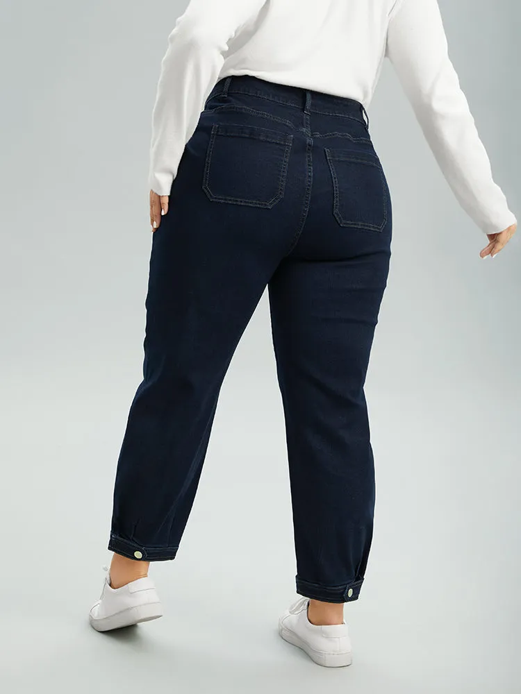 Dark Wash Seam Detail Zipper Jeans sold by Bloomchic product image thumbnail 4