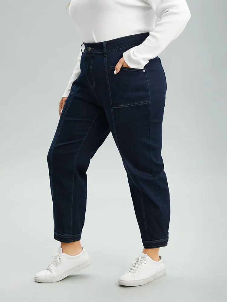 Dark Wash Seam Detail Zipper Jeans sold by Bloomchic product image thumbnail 2