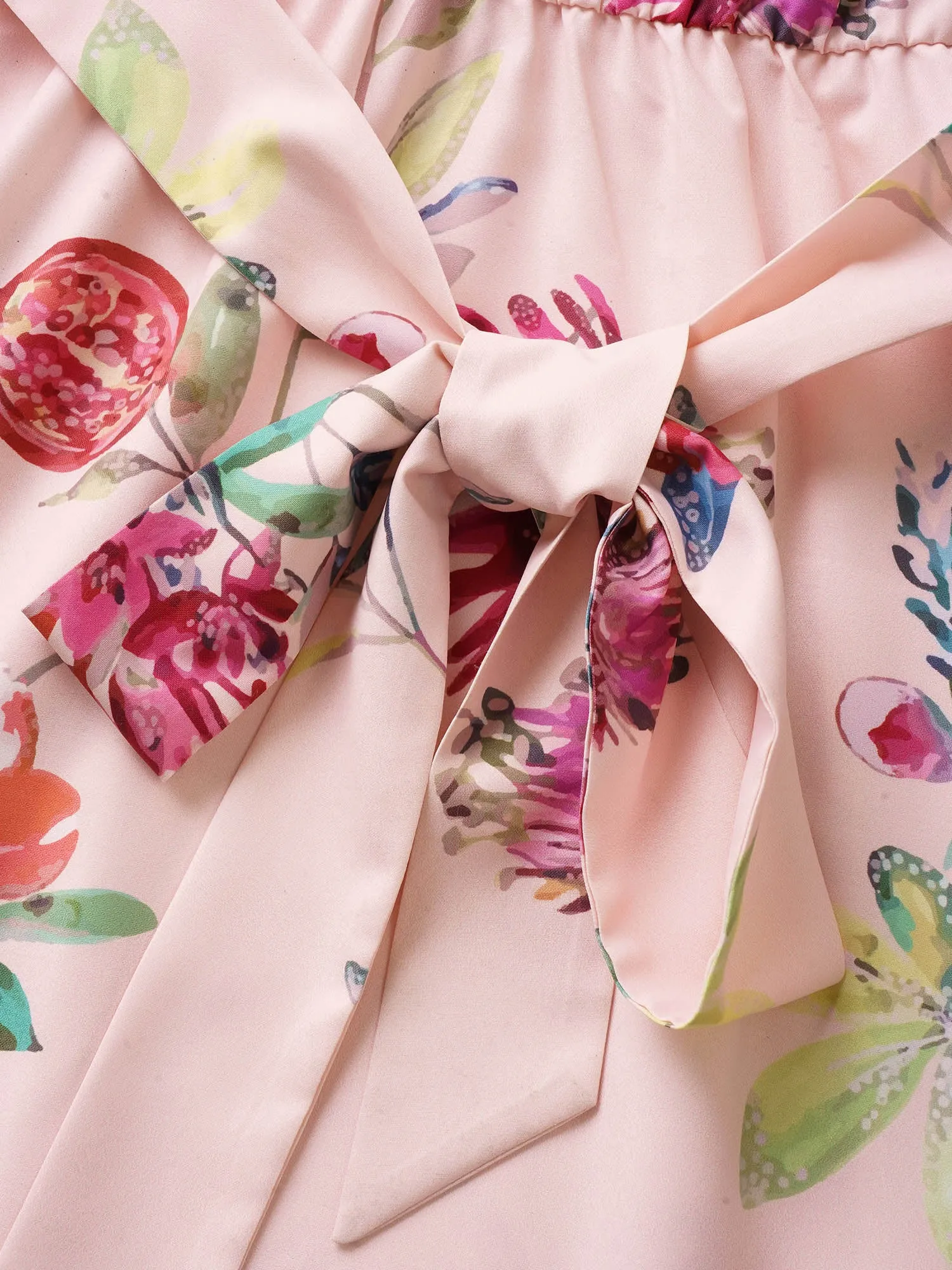 Citrus Fruit Print Halter Belted Gathered Dress sold by Bloomchic product image thumbnail 5