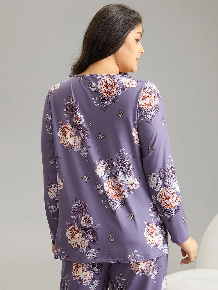 Floral Print Long Sleeve Sleep Top sold by Bloomchic product image thumbnail 2
