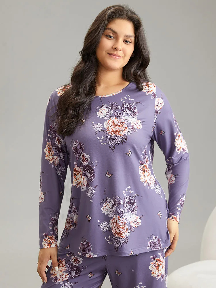Floral Print Long Sleeve Sleep Top sold by Bloomchic