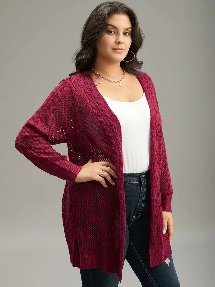 Plain Cable Knit Eyelet Open Front Cardigan sold by Bloomchic product image thumbnail 4