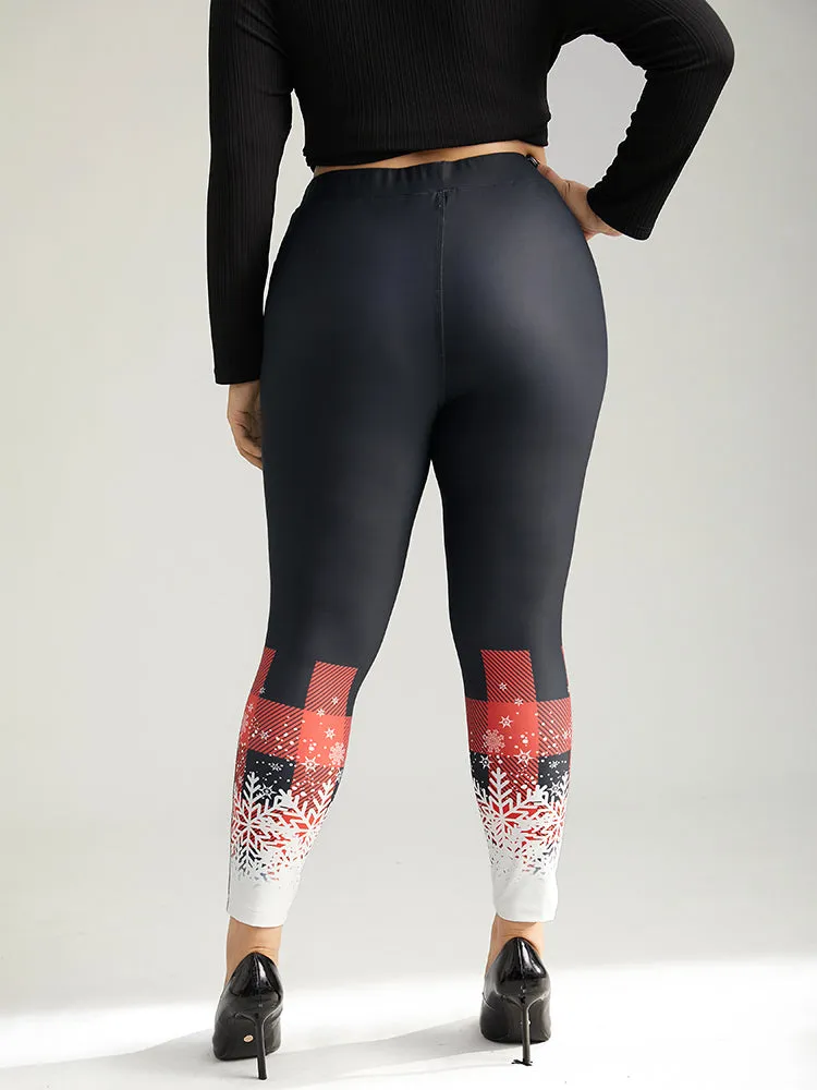 Snowflakes Plaid Pocket Skinny Leggings sold by Bloomchic product image thumbnail 5