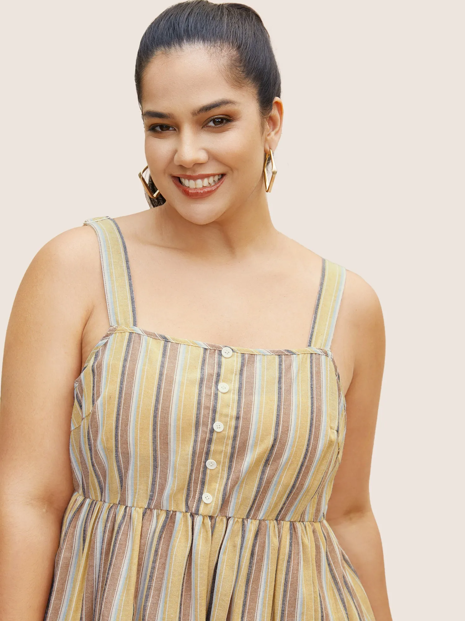 Striped Elastic Waist Button Detail Dress sold by Bloomchic product image thumbnail 4