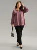 Static-Free Keyhole Pleated Contrast Webbing Blouse sold by Bloomchic