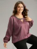 Static-Free Keyhole Pleated Contrast Webbing Blouse sold by Bloomchic
