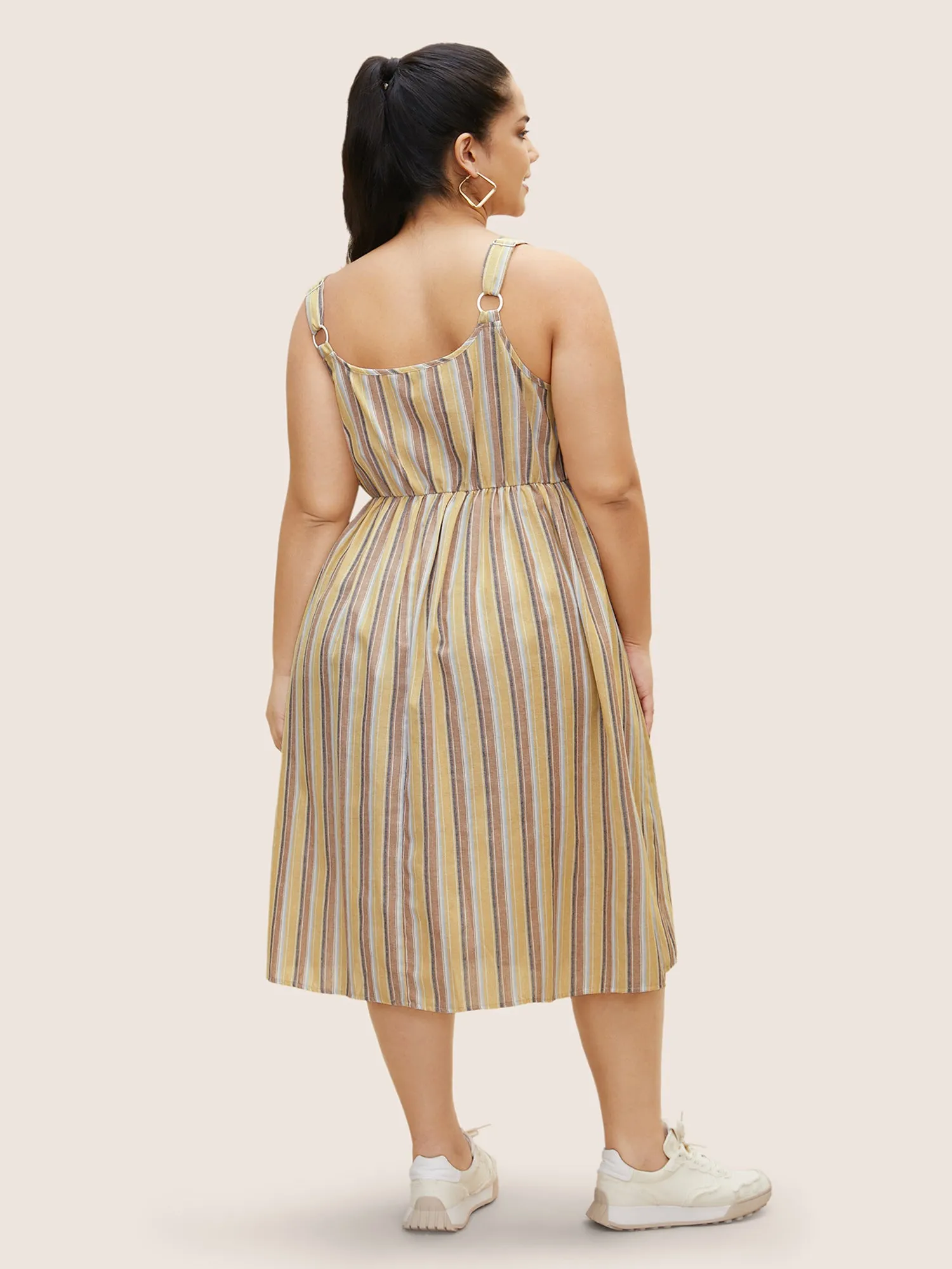 Striped Elastic Waist Button Detail Dress sold by Bloomchic product image thumbnail 3