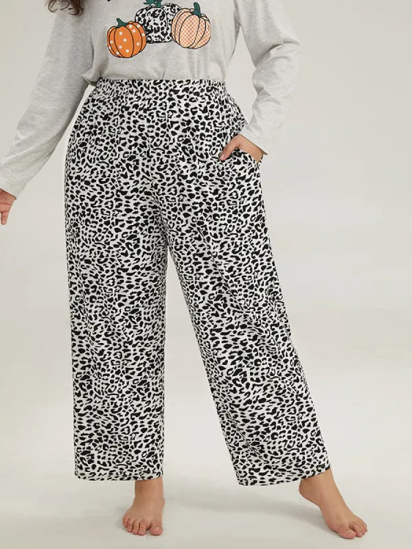Halloween Leopard Print Elastic Waist Sleep Pants sold by Bloomchic