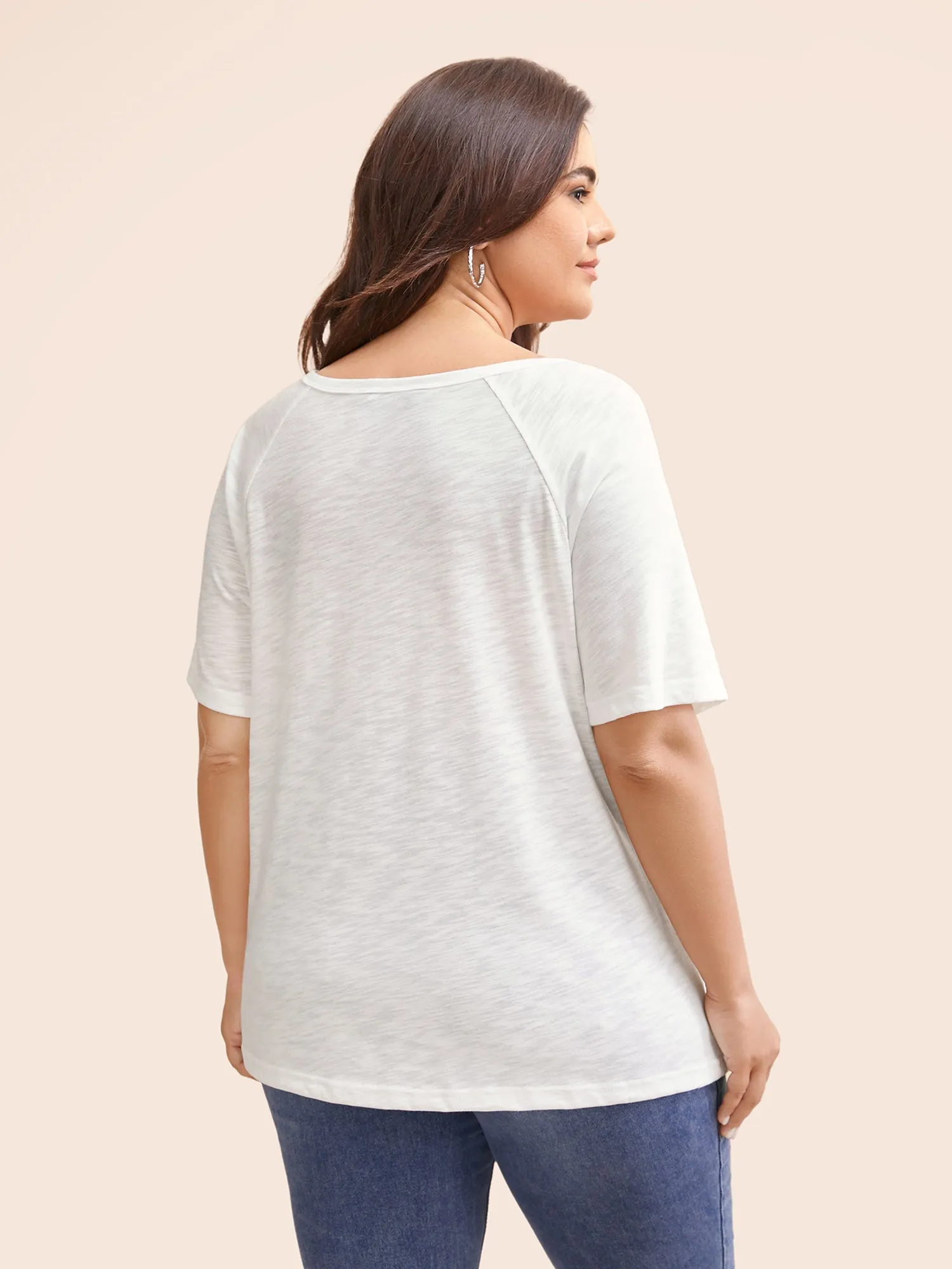 Solid Medium Stretch Raglan Sleeve T-shirt sold by Bloomchic product image thumbnail 2