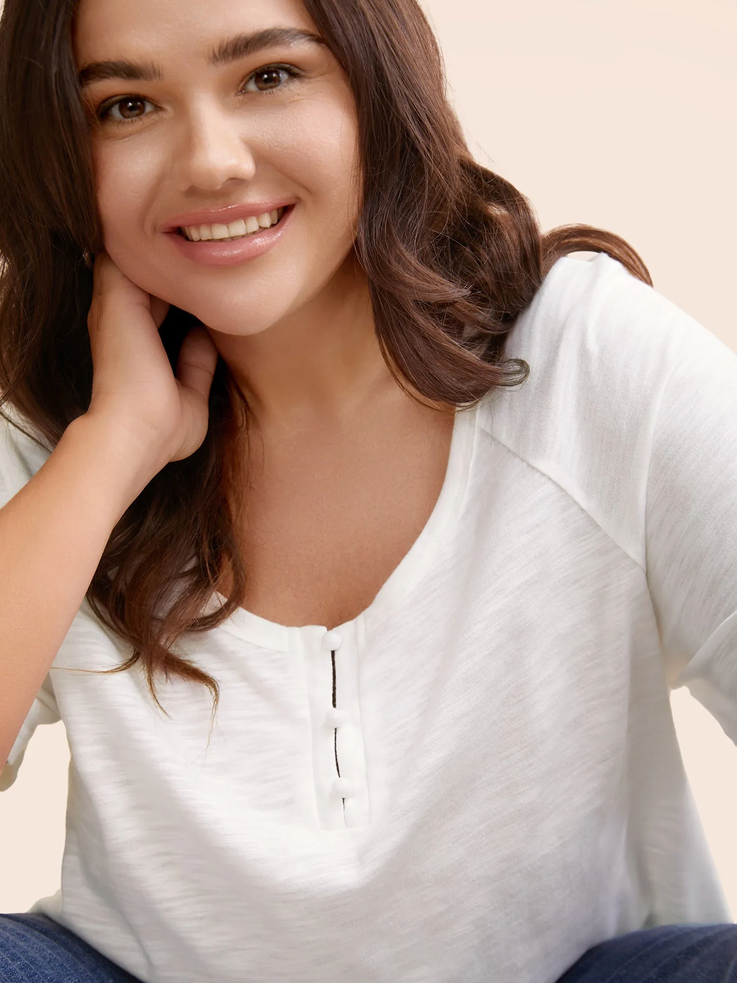 Solid Medium Stretch Raglan Sleeve T-shirt sold by Bloomchic product image thumbnail 5