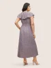 Ditsy Floral Wrap Ruffle Cap Sleeve Split Hem Dress sold by Bloomchic