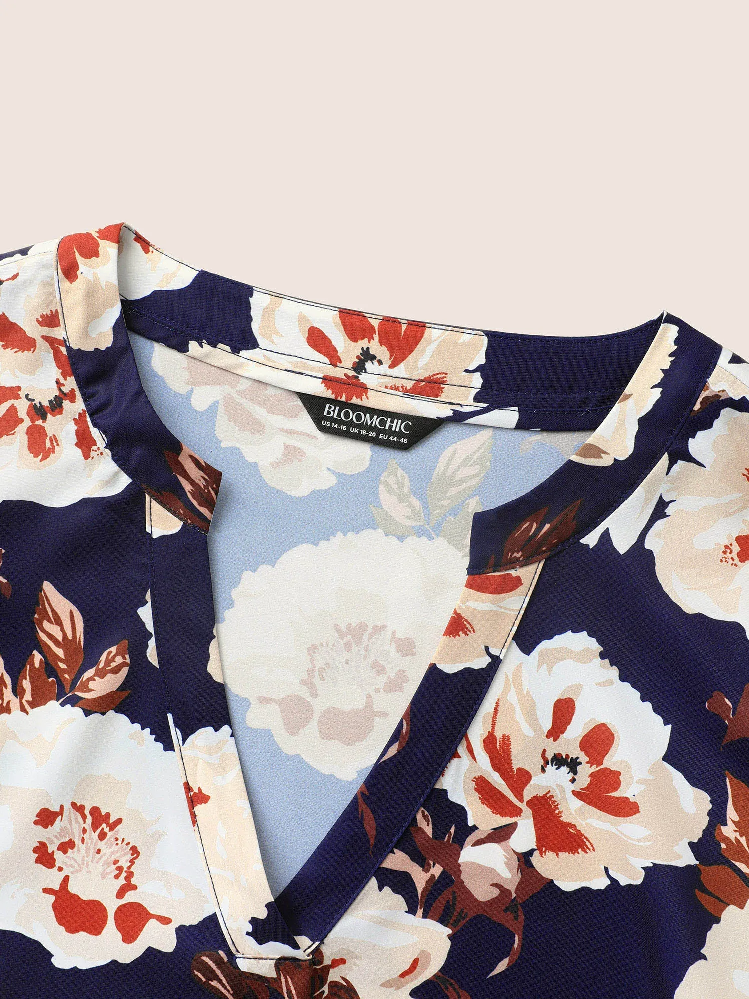 Floral Notched Collar Ruffle Trim Blouse sold by Bloomchic product image thumbnail 5