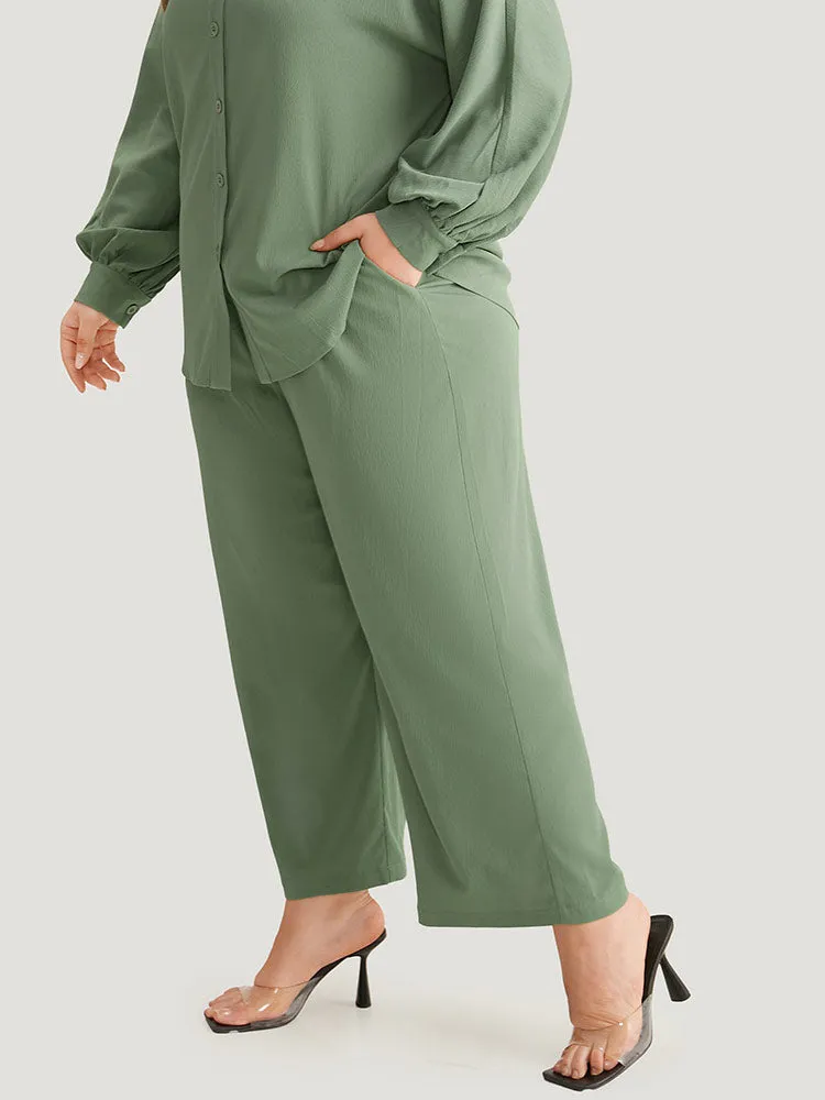 Solid Straight Leg Elastic Waist Woven Pants sold by Bloomchic product image thumbnail 5