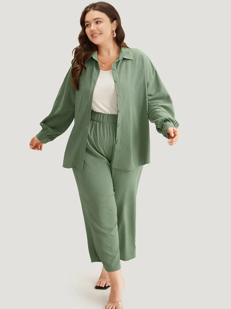 Solid Straight Leg Elastic Waist Woven Pants sold by Bloomchic product image thumbnail 2