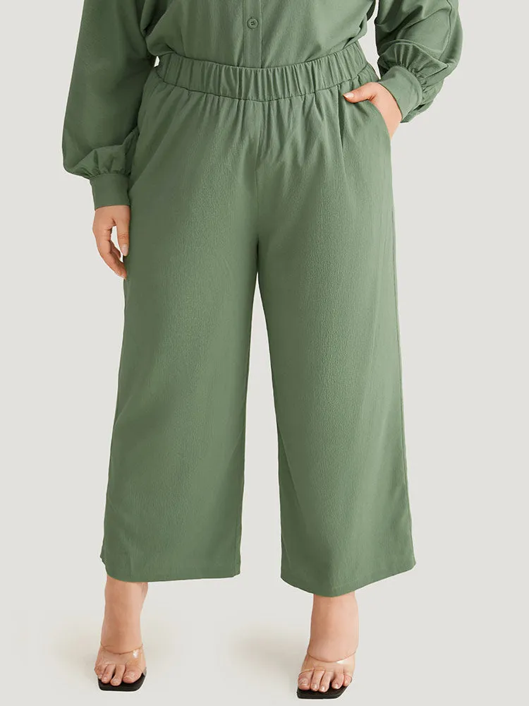 Solid Straight Leg Elastic Waist Woven Pants sold by Bloomchic product image thumbnail 3