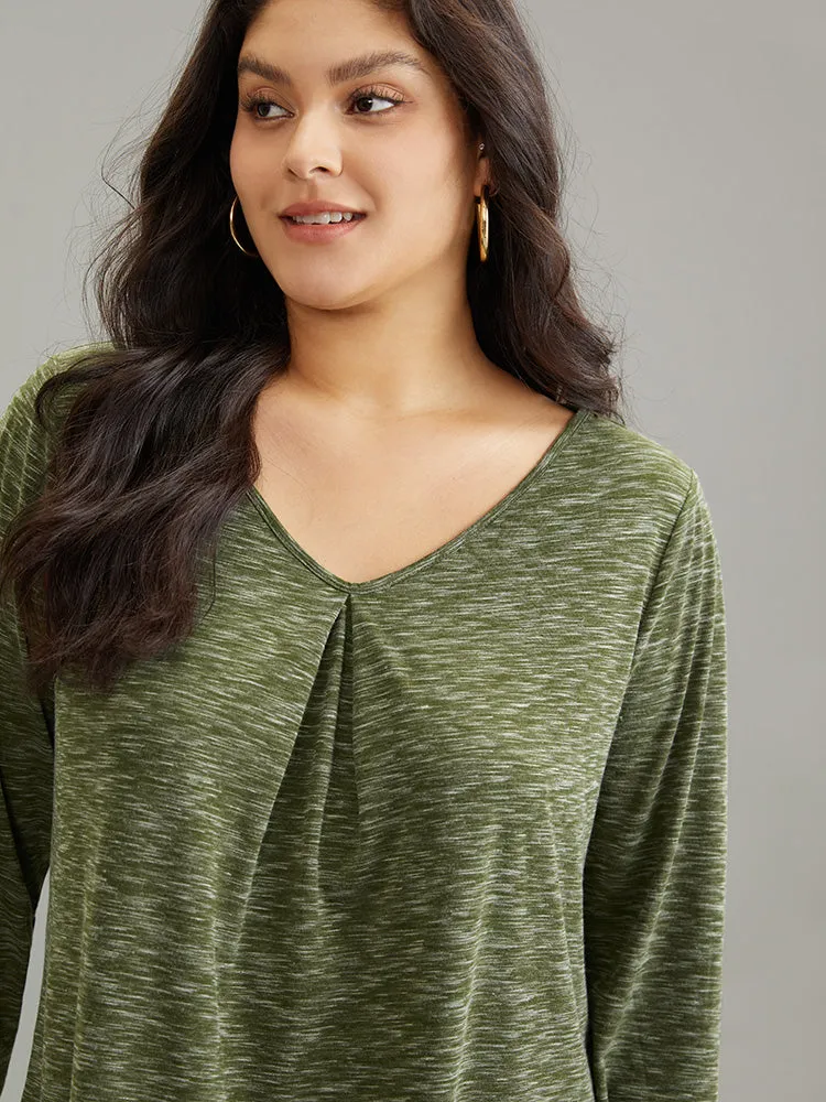 Heather Crew Neck Plicated Detail T-shirt sold by Bloomchic product image thumbnail 4