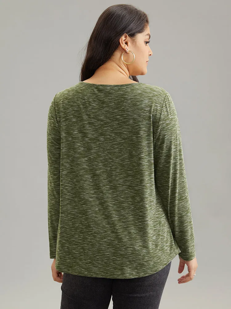 Heather Crew Neck Plicated Detail T-shirt sold by Bloomchic product image thumbnail 2