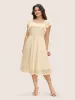 Crochet Lace Mesh Drawstring Cap Sleeve Dress sold by Bloomchic