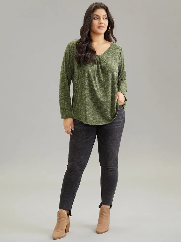 Heather Crew Neck Plicated Detail T-shirt sold by Bloomchic product image thumbnail 3