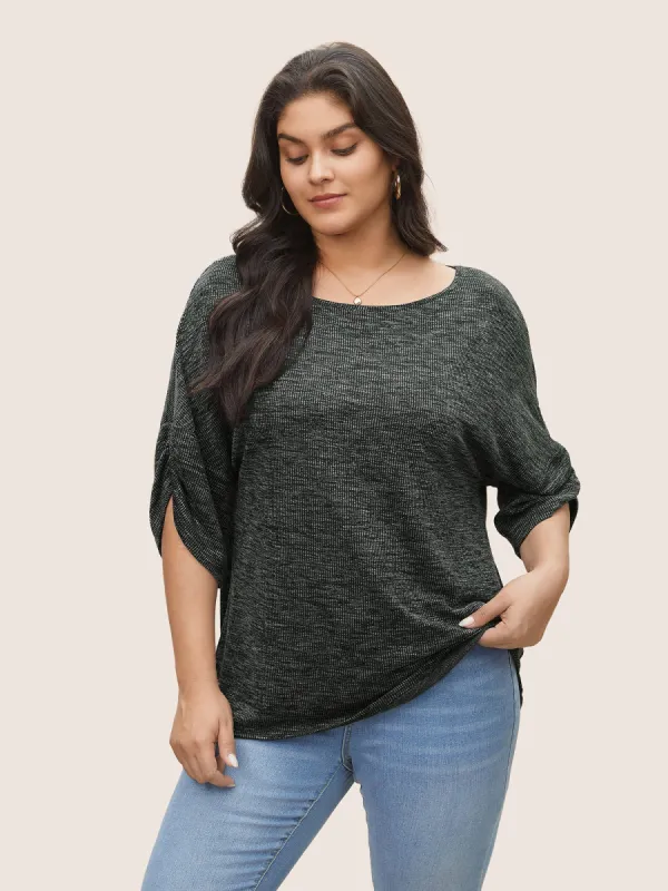 Boat Neck Gathered Dolman Sleeve T-shirt sold by Bloomchic