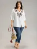Bandana Patchwork Tassel Trim Flutter Sleeve Blouse sold by Bloomchic