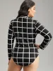 Plaid Print Mock Neck Slightly Stretchy Bodysuit sold by Bloomchic