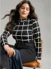 Plaid Print Mock Neck Slightly Stretchy Bodysuit sold by Bloomchic