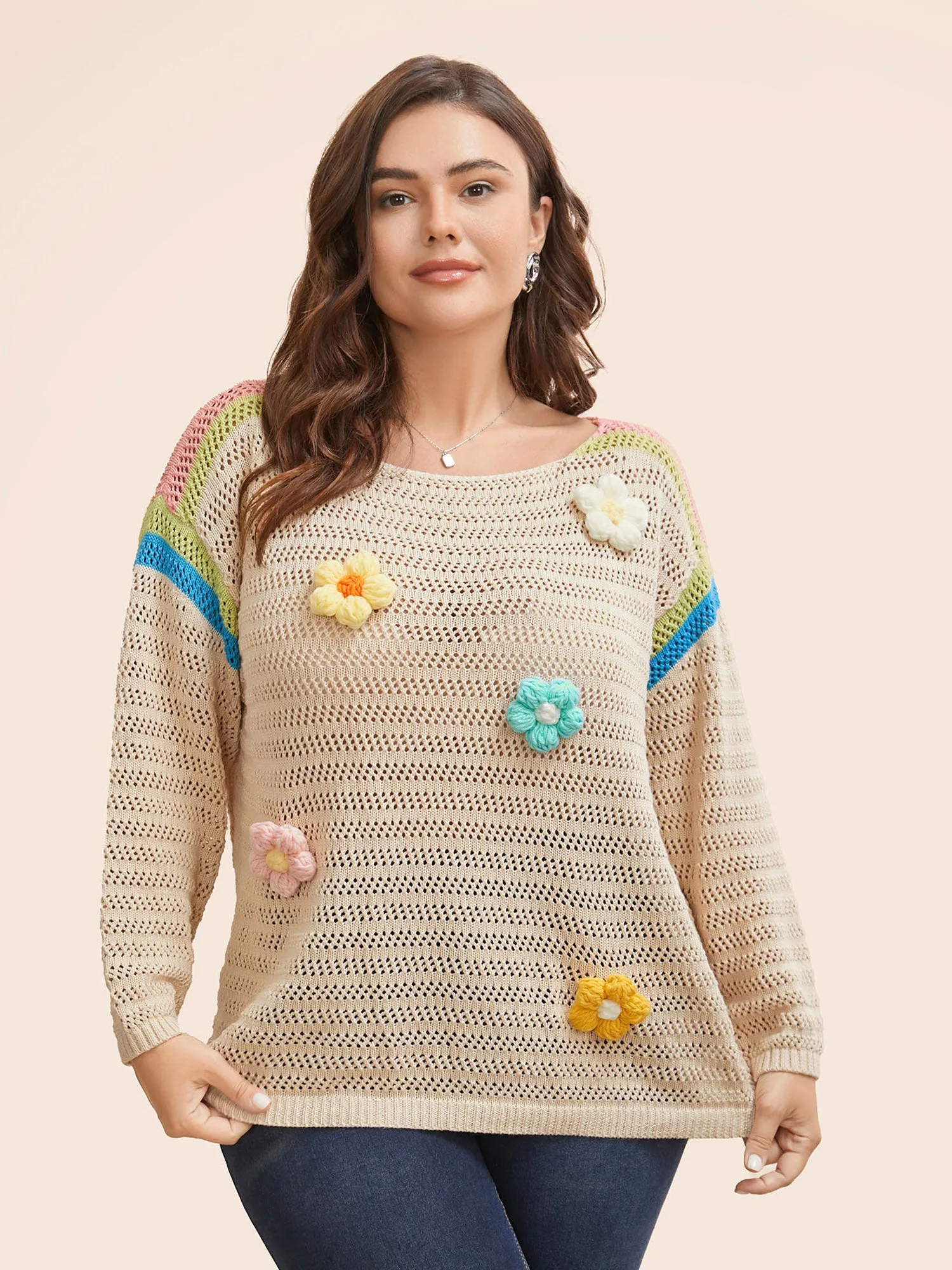 Colored Stereo Flower Design Pullover sold by Bloomchic