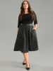 Solid PU Patchwork Pocket Elastic Waist Skirt sold by Bloomchic