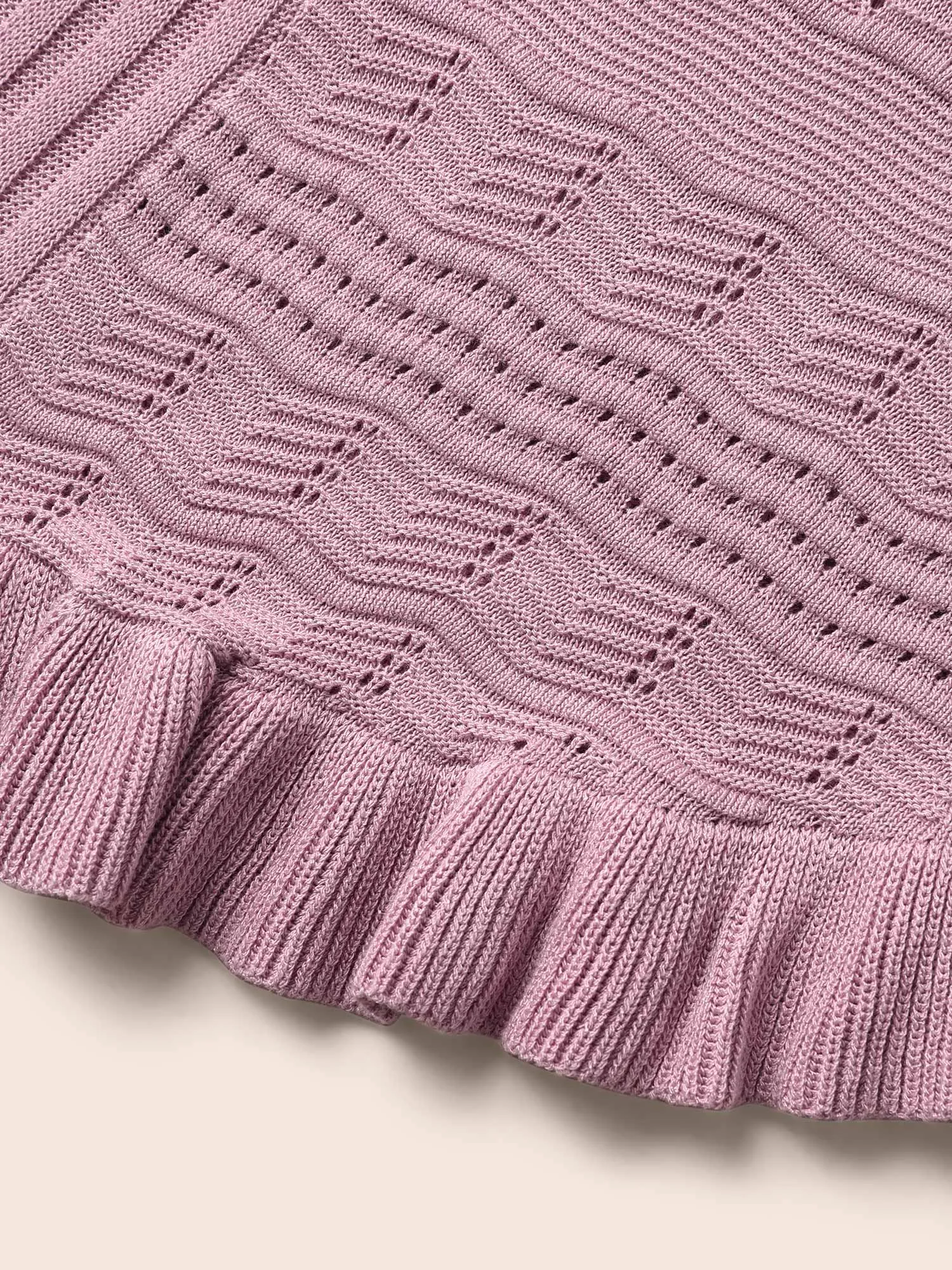 Plain Textured Patchwork Ruffle Trim Cardigan sold by Bloomchic product image thumbnail 5